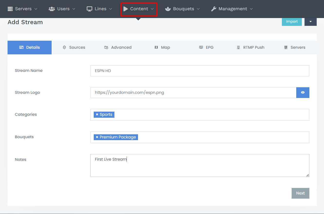 Add Bouquet, Category, and Live Stream in XUI.ONE