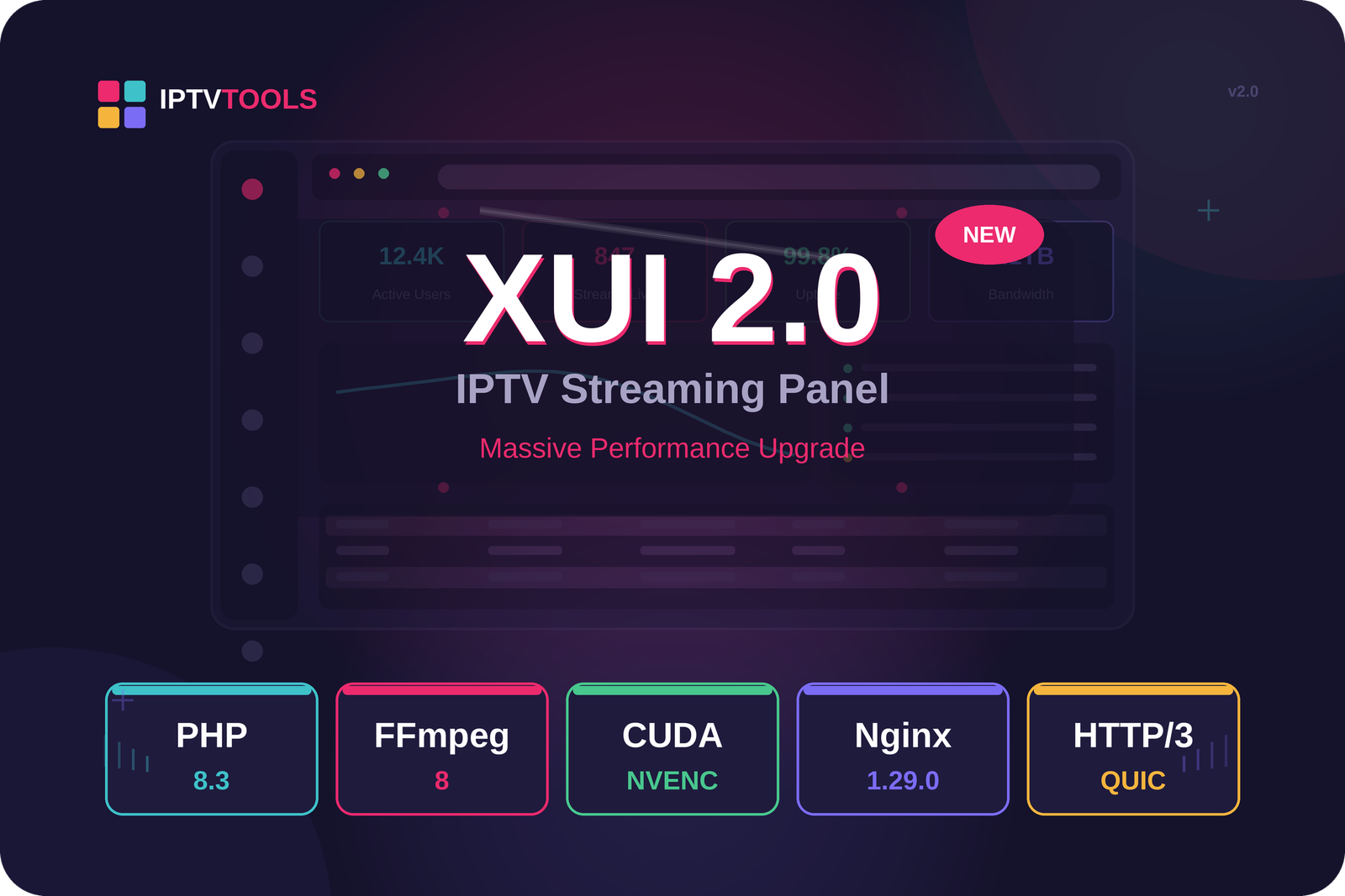 XUI 2.0 IPTV Streaming Panel, Massive Performance Upgrade with PHP 8.3, FFmpeg 8 and CUDA & Nginx 1.29.0 HTTP/3 and QUIC